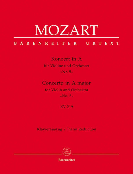 Mozart, Concerto No. 5 in A K. 219 for Violin and Piano (Barenreiter)