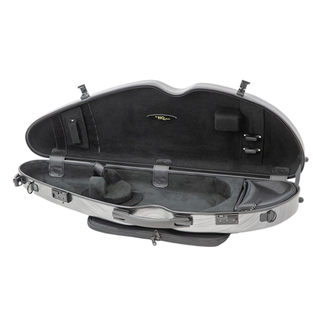 HQ Polycarbon Violin Case HalfMoon Adjustable 1/24/4 Brushed Silver