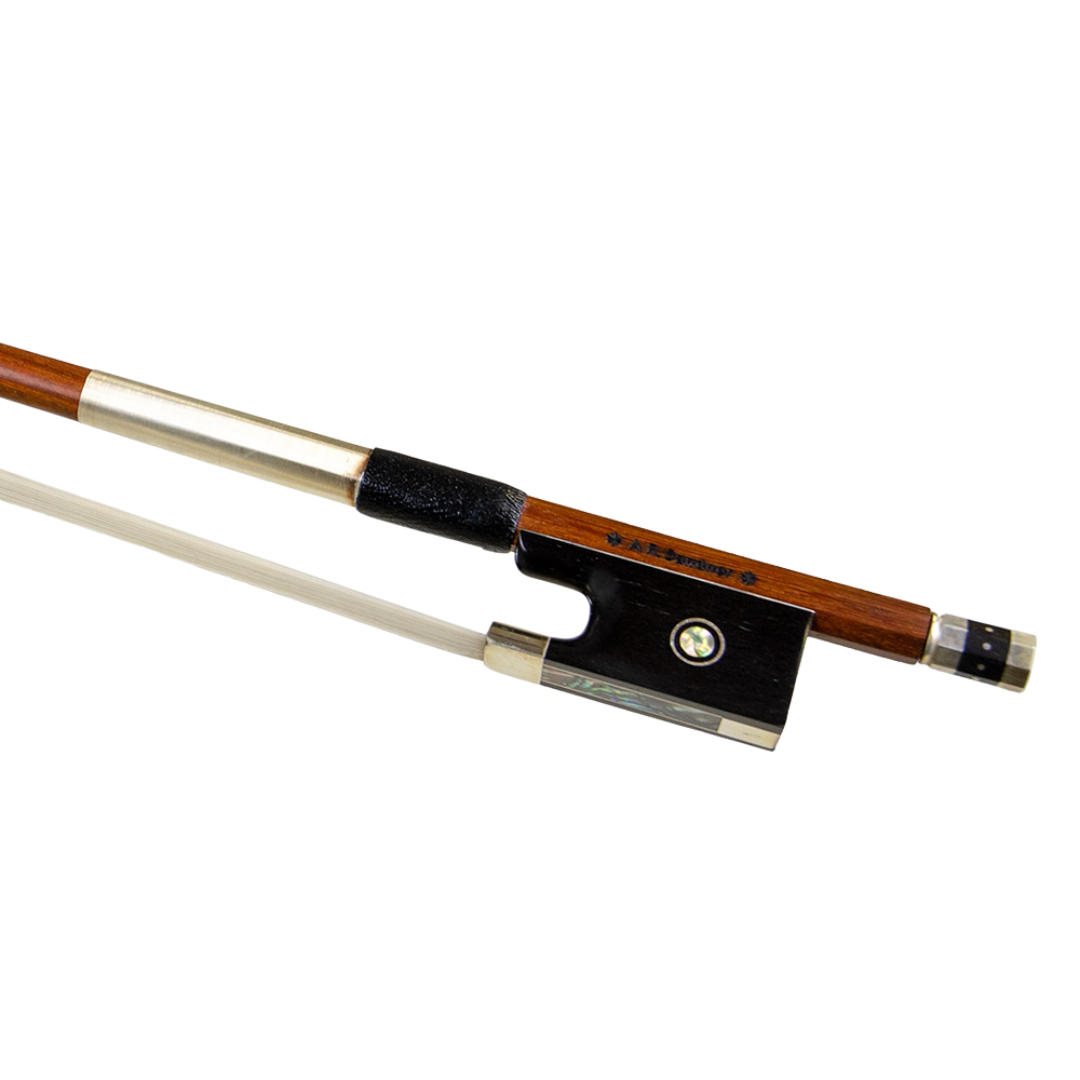*A.R. Sandner* Pernambuco Round Silver Mounted Violin Bow with Parisia ...