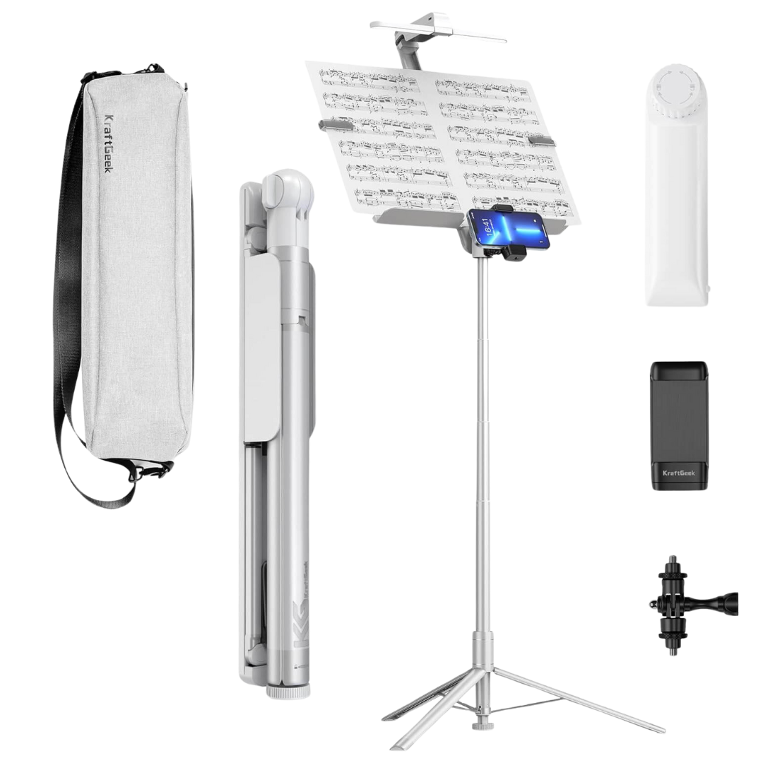 KraftGeek Bravo Music Stand Concerto Combo White (Stand, Bag, Device H ...