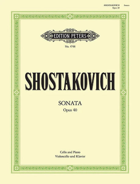 Shostakovich, Sonata in D Minor Op. 40 for Cello and Piano (Peters)