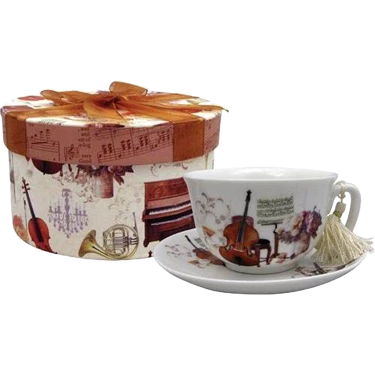 Cup and Saucer - Elegant Music Design with Gift Box