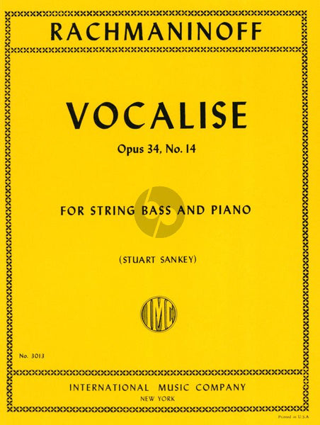 Rachmaninoff, Vocalise Op. 34 No. 14 for Double Bass and Piano (IMC)