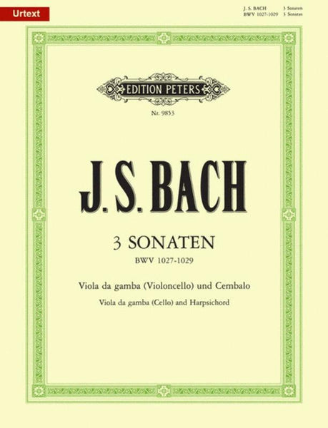 Bach, J.S., Three Sonatas BWV 1027-1029 for Cello and Piano (Peters)