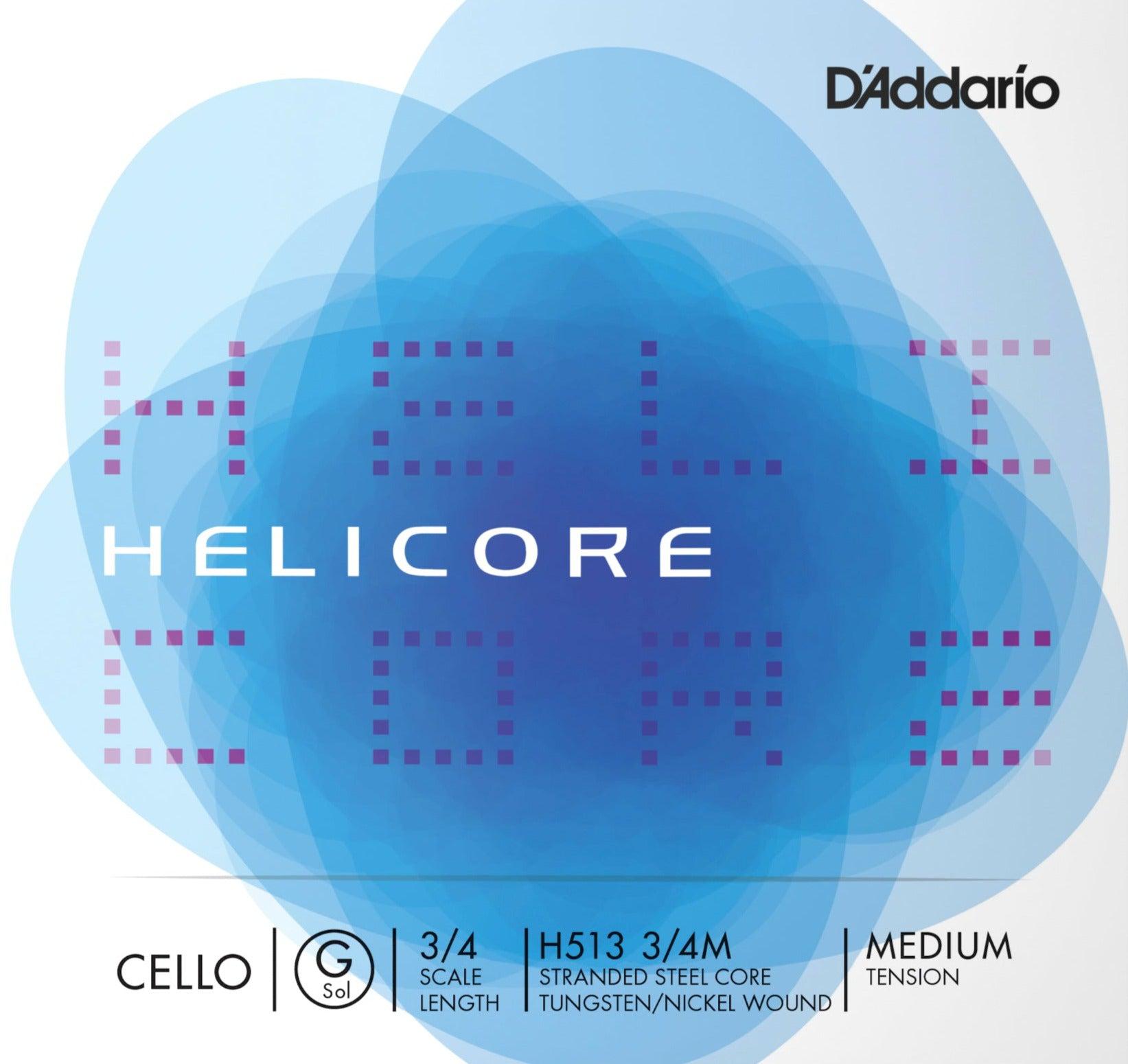 D'Addario Helicore Cello G String 3/4 Medium Simply for Strings
