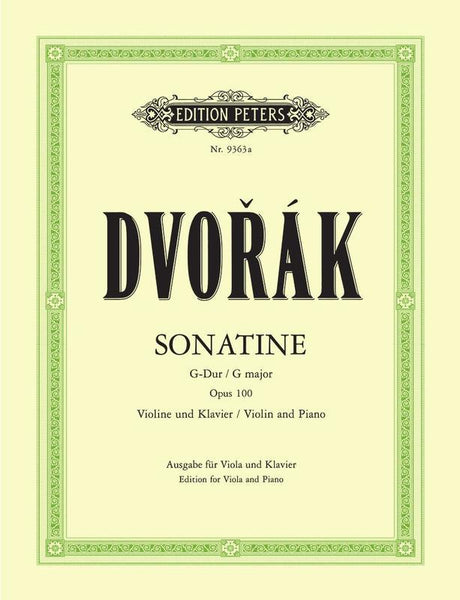 Dvorak, Sonatina in G Op. 100 for Viola and Piano (Peters)