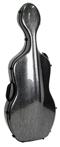 HQ Polycarbon Cello Case 1/2 - Brushed Silver and Black