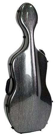 HQ Polycarbon Cello Case 4/4 - Brushed Silver and Black