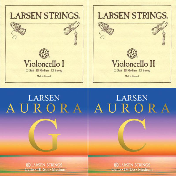 Larsen Original/Aurora Cello Combination String Set 4/4 - Larsen Original A + D (Med) & Aurora G + C (Med)