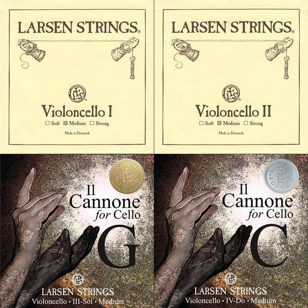 Larsen Original/Il Cannone Cello Combination String Set 4/4 - Larsen Original A + D (Med) & Il Cannone G (W&B) & Il Cannone C (D &F)