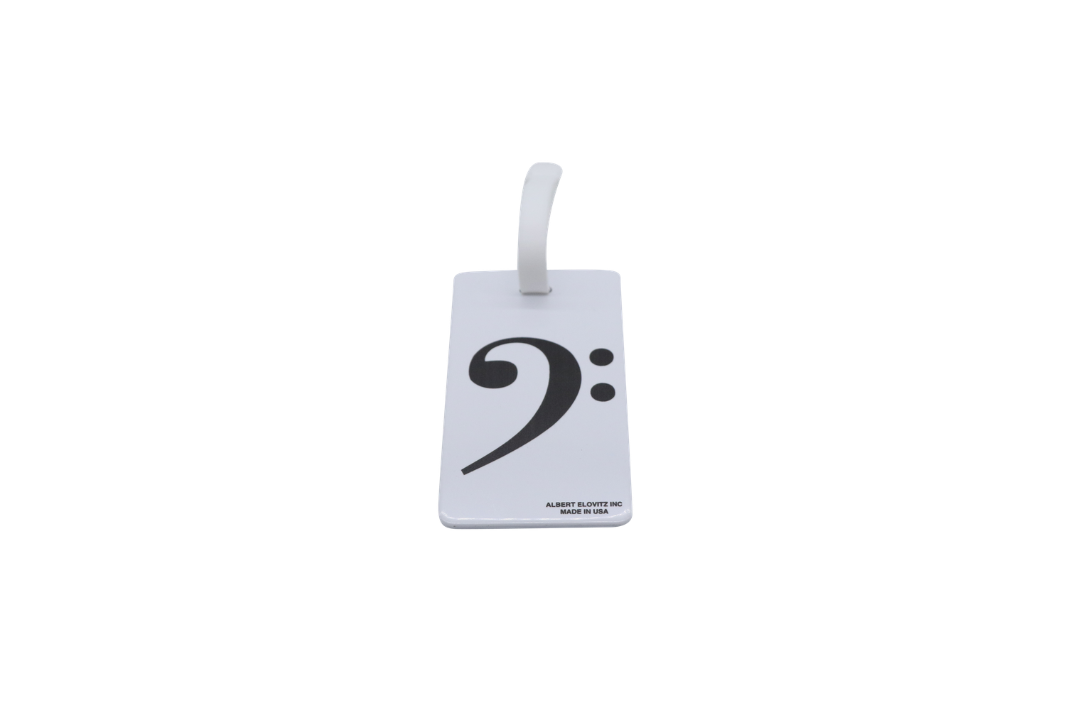 Luggage Tag White with Black Bass Clef Simply for Strings