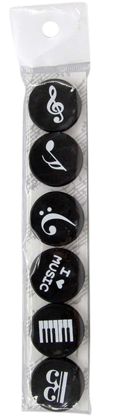 Magnets - Black with White Music Notes