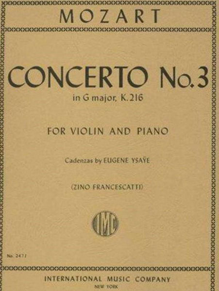 Mozart, Concerto No. 3 in G K. 216 for Violin and Piano (IMC)