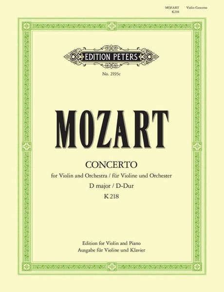 Mozart, Concerto No. 4 in D K 218 for Violin and Piano (Peters)