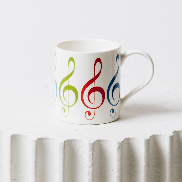 Mug - White with Colourful Treble Clefs