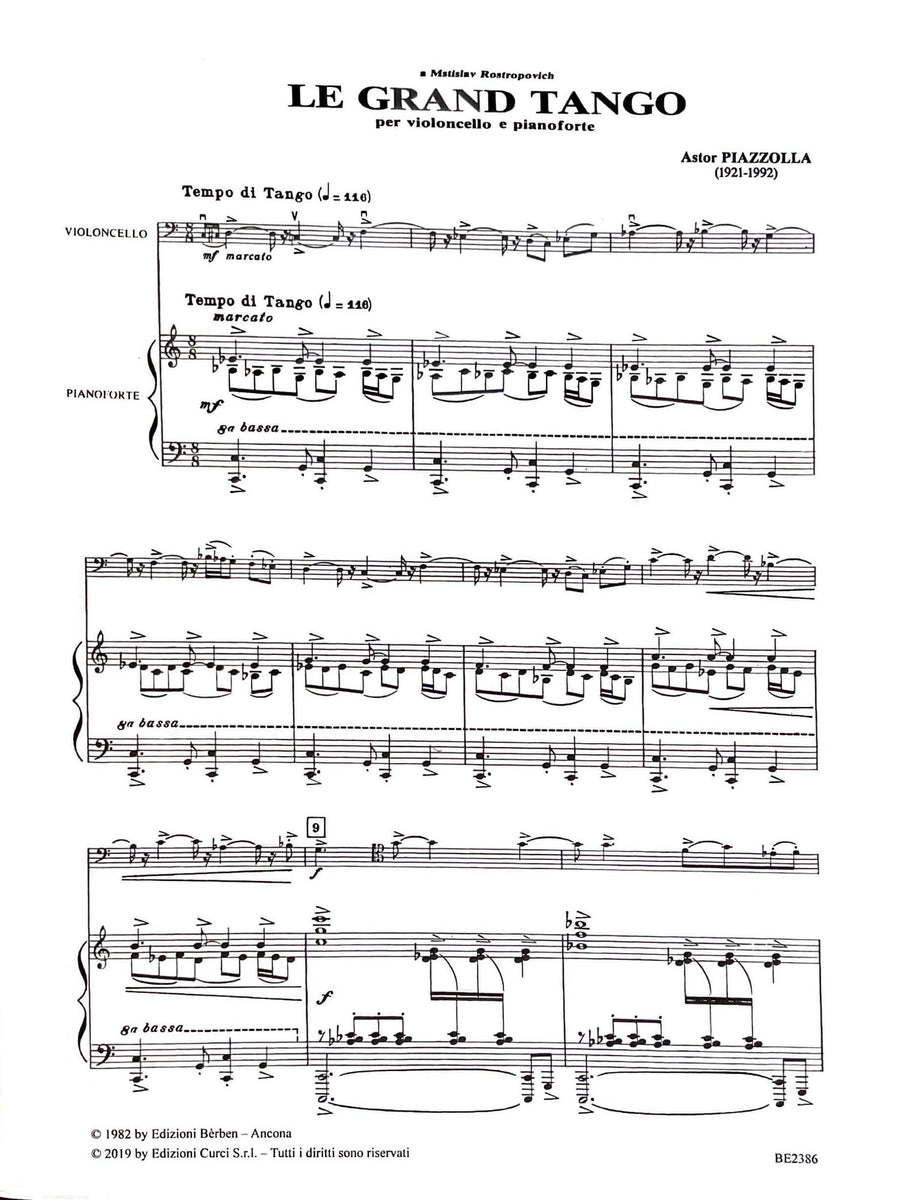 Piazzolla, Le Grand Tango for Cello and Piano (Berben) – Simply for Strings