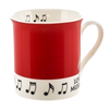 Mug - Red Colour Block with Black Music Notes