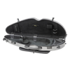 HQ Polycarbon Violin Case Half Moon Adjustable 1/2-4/4 - Brushed Silver/Black