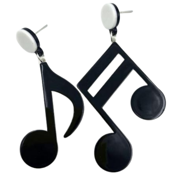 Quaver Acrylic Earrings - Black on White