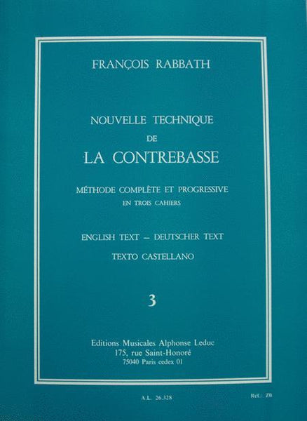 Rabbath, Nouvelle Technique de la Contrebasse Volume 3 (Leduc)