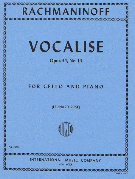 Rachmaninoff, Vocalise Op. 34 No. 14 for Cello and Piano (IMC)