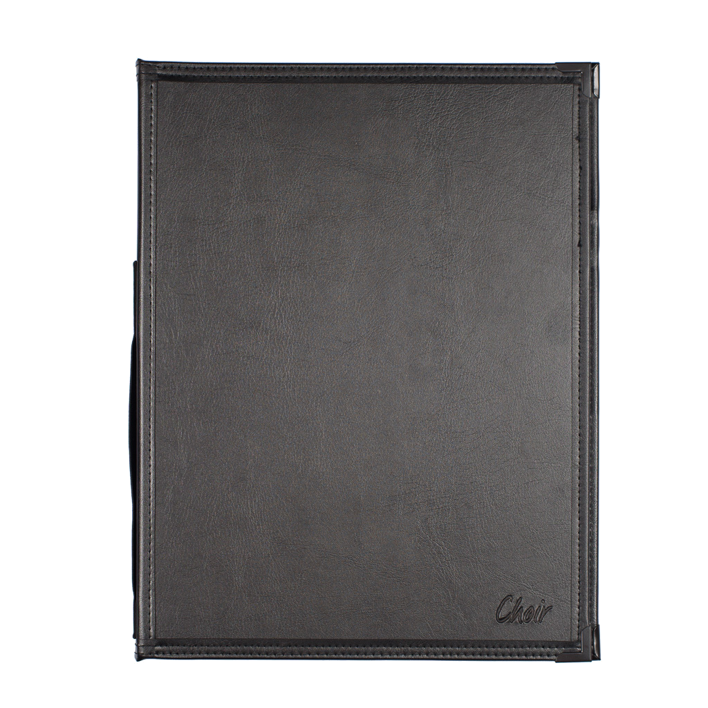 Rondofile Choir+ Universal Choral Folder - Leather-Look, Holds 4 A4 Booklets, Black Metal Corners