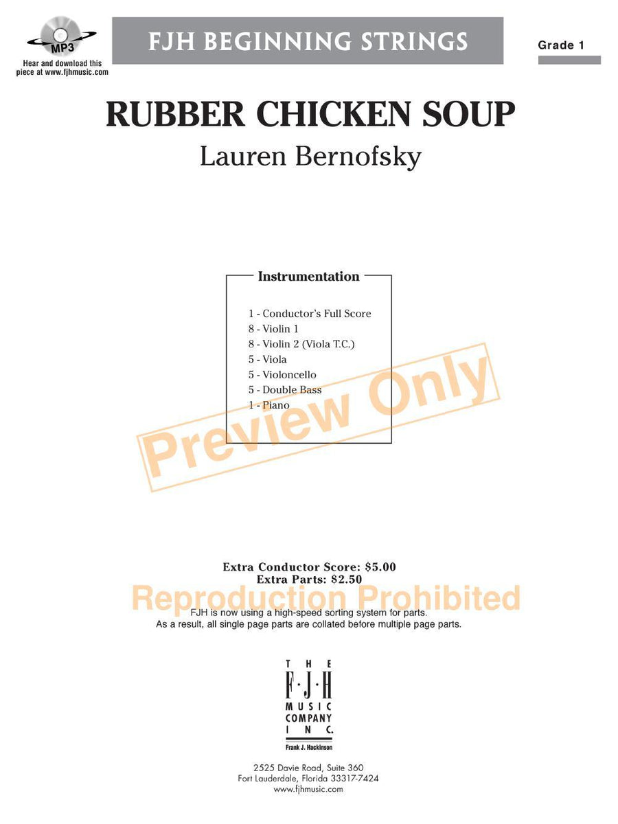 Rubber Chicken Soup (Lauren Bernofsky) for String Orchestra Simply for Strings