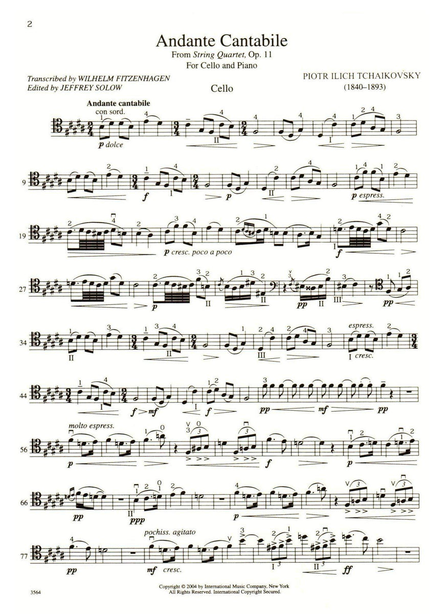 Tchaikovsky, Andante Cantabile for Cello Simply for Strings