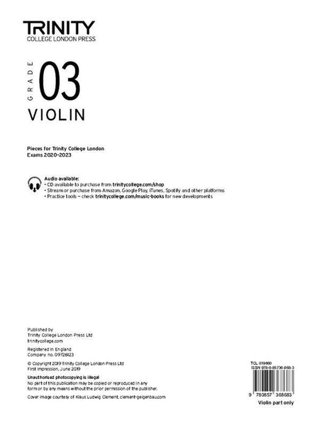 Trinity College London Violin 2020-23 Grade 3 Part Only